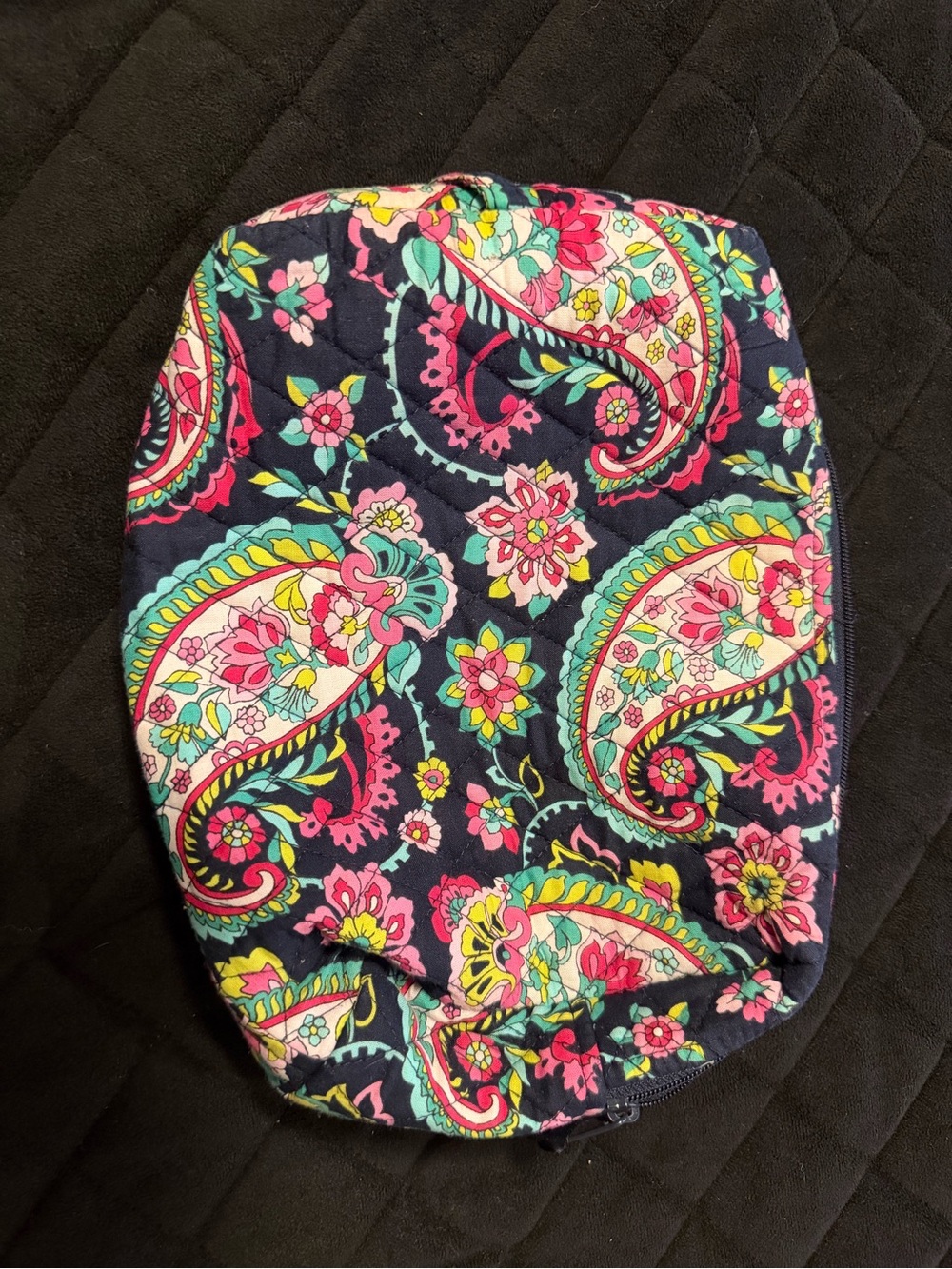 Vera Bradley Navy Floral Paisley Pouch with Pink, Yellow & Teal Accents